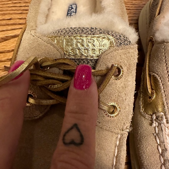 Sperry Top-Sider 7.5M Natural Color Leather/Genuine Sherpa Lined Boat Shoe - Picture 3 of 7